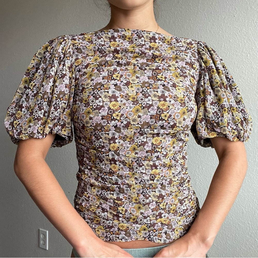 Birgitte Herskind Vintage Inspired Floral Puff Sleeve